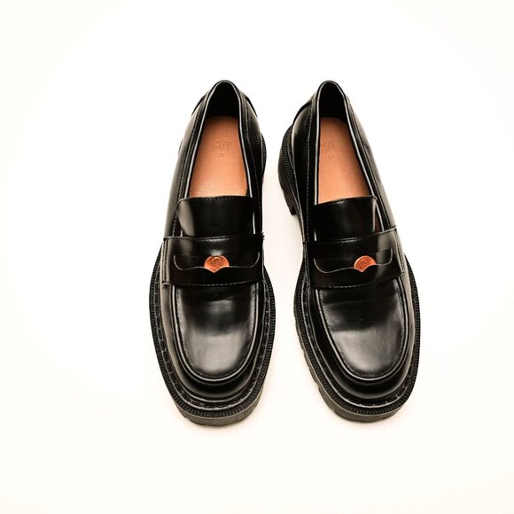 H&M Unisex Black Chunky Preppy Platform Loafers, (woman's Size 8) - Picture 3 of 8